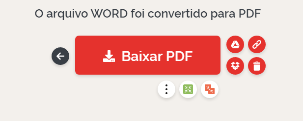 Após terminar de adicionar os arquivos, é possível fazer o download, salvar no Google Drive ou no Dropbox, ou compartilhar o link com o arquivo.