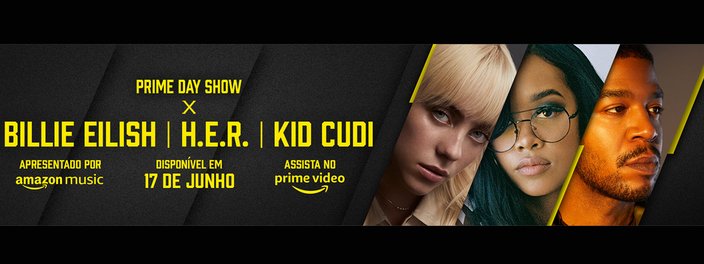 Imagem de: Prime Day: Amazon fará shows com Billie Eilish, H.E.R. e Kid Cudi
