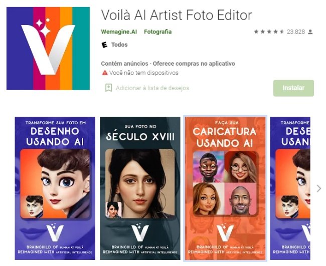 App Voilà AI Artist para Android.