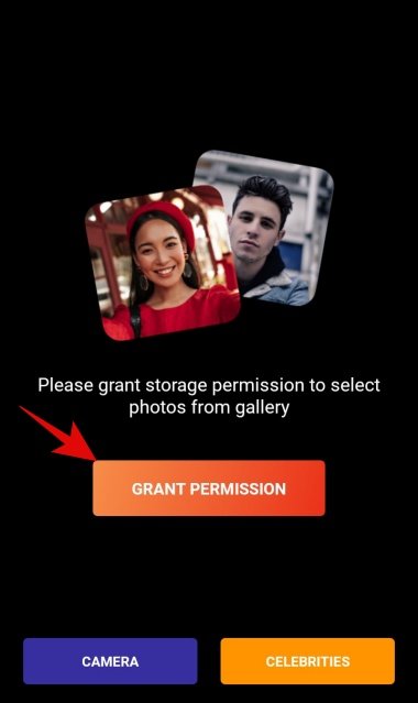 É preciso dar permissão para que o app acesse a câmera e a galeria de imagens do celular.