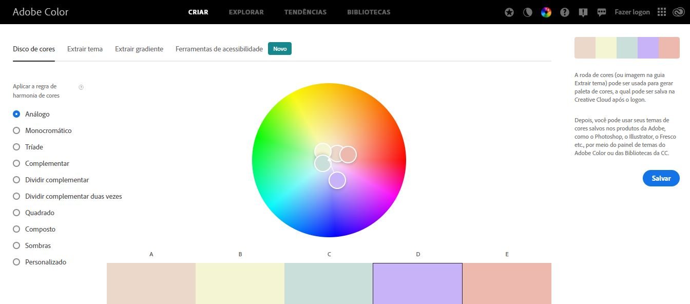 Como criar paletas de cores usando o Adobe Color?