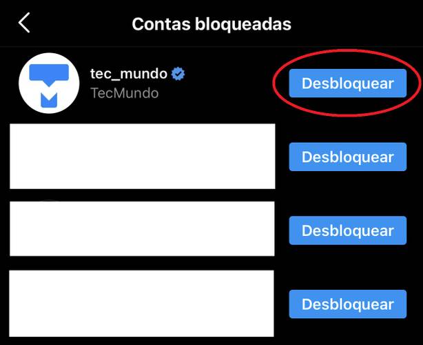 Aperte no botão azul para desbloquear a conta