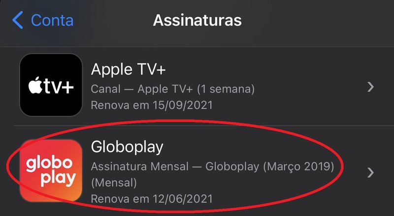 Seleciona a Globoplay entre seus serviços de assinatura