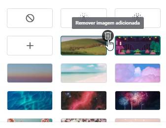 A opção para remover uma imagem de fundo adicionada pelo usuário.