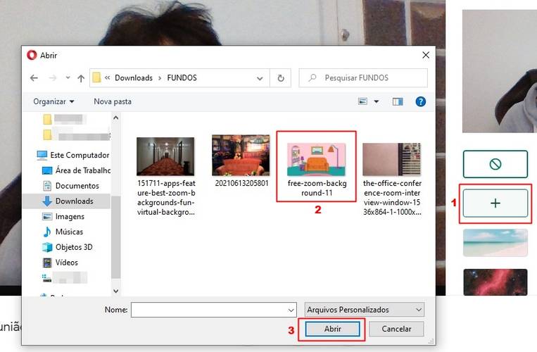 Selecionando um fundo personalizado para a conversa.