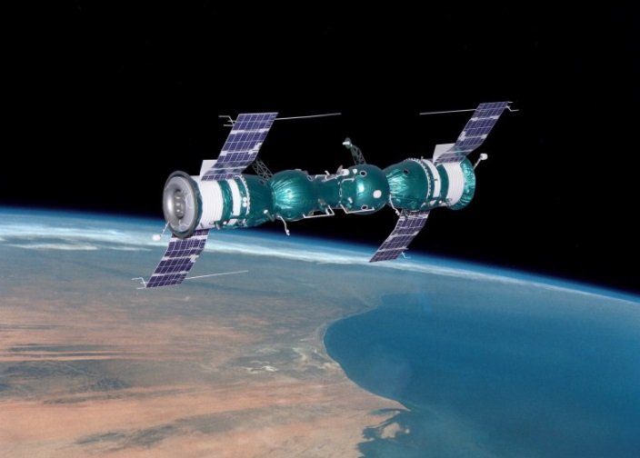 Uma ilustração da acoplagem entre as Soyuz.