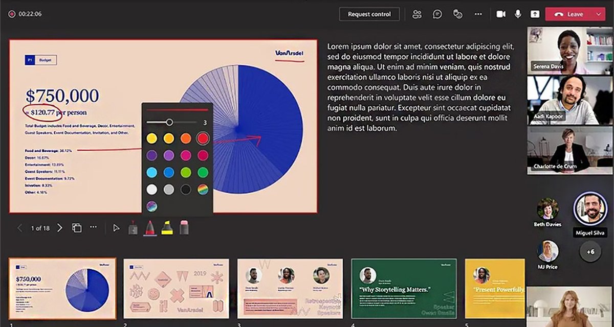 PowerPoint no Microsoft Teams recebe apontador laser e caneta 