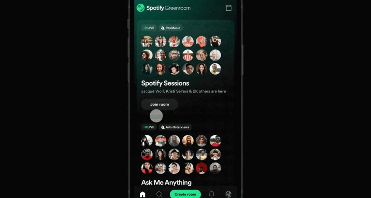 Spotify lança o app Greenroom, concorrente do Clubhouse