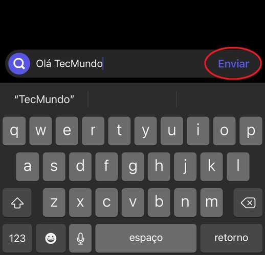 Digite o texto que deseja mandar para o perfil selecionado, depois aperte no botão 