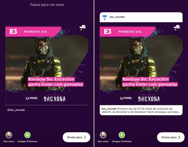 É possível escolher a forma com que o post aparecerá no seu story