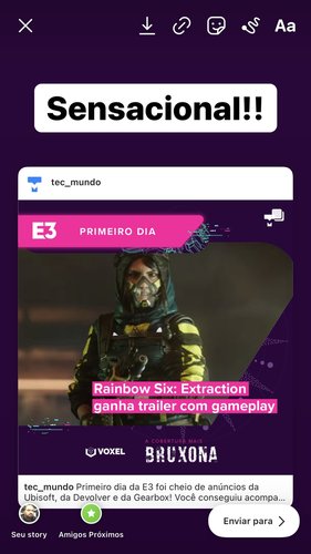 Você pode adicionar mais elementos ao seu story antes dele ser publicado