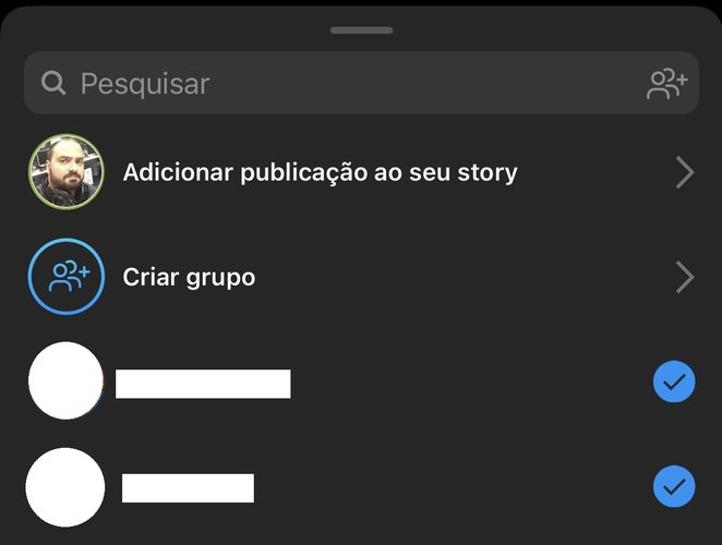 Marque os perfis que você deseja enviar a publicação