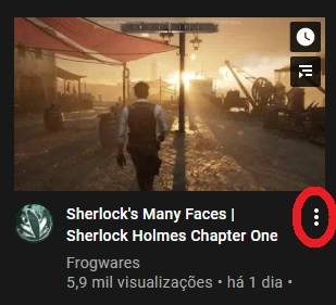 Clique na opção com três pontinhos ao lado da legenda do vídeo