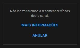 É possível indicar ao YouTube os motivos do ocultamento do canal, ou anular a ação