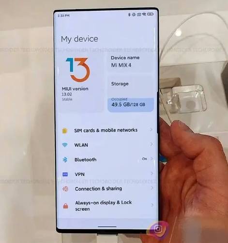 Uma imagem das configurações que pode confirmar a existência do aparelho.