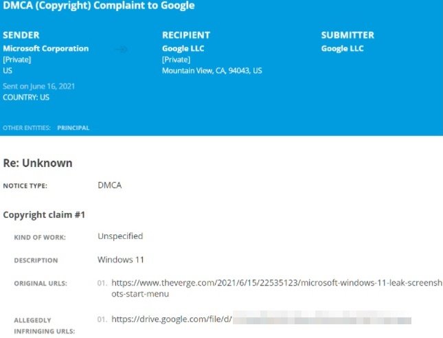 Um dos avisos de link derrubado a mando da Microsoft.