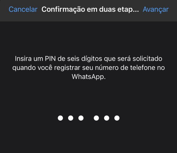Cadastre o PIN com seis números