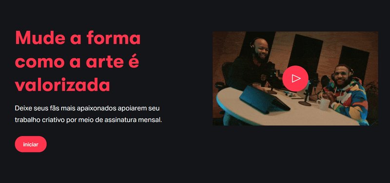 Banner principal do site Patreon.