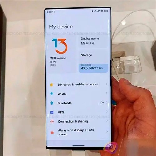 Imagem vazada de suposto Xiaomi Mi Mix 4 rodando a MIUI 13.