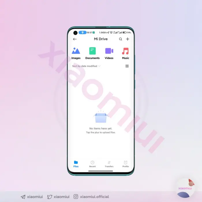 Mi Drive apresenta alteração estética similar ao gerenciador de arquivos.