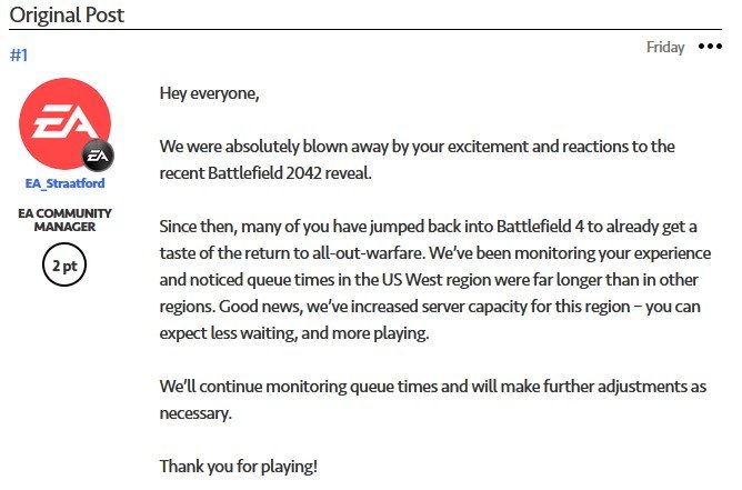 Post do blog oficial da DICE confirma a ampliação dos servidores de Battlefield 4
