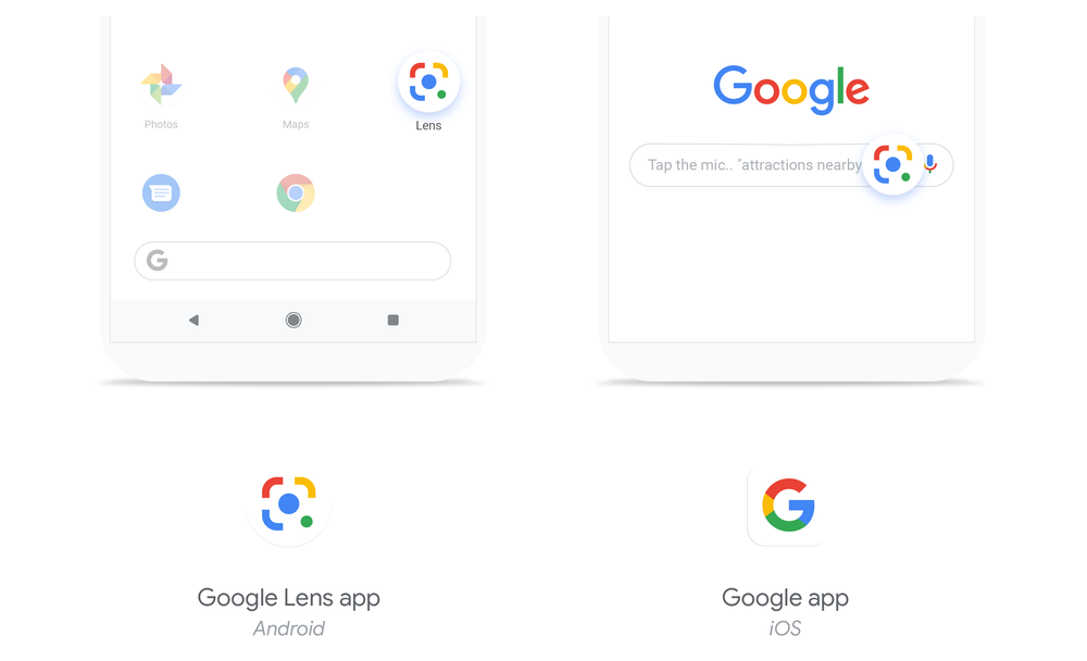 Google Lens possui app individual no Android e está integrado ao app Google para iOS.