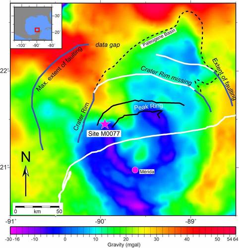 Local do impacto do asteroide em Chicxulub, na Península de Yucatán, no México.