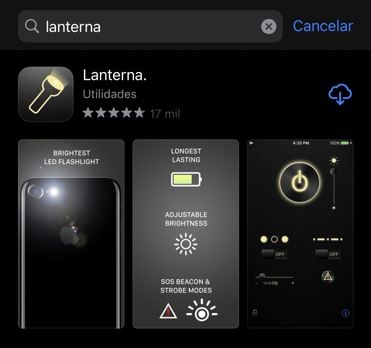 Faça o download do aplicativo Lanterna.
