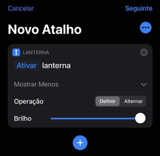Faça os ajustes nas configurações da lanterna