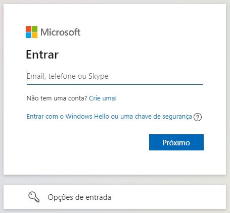 Faça login na sua conta da Microsoft