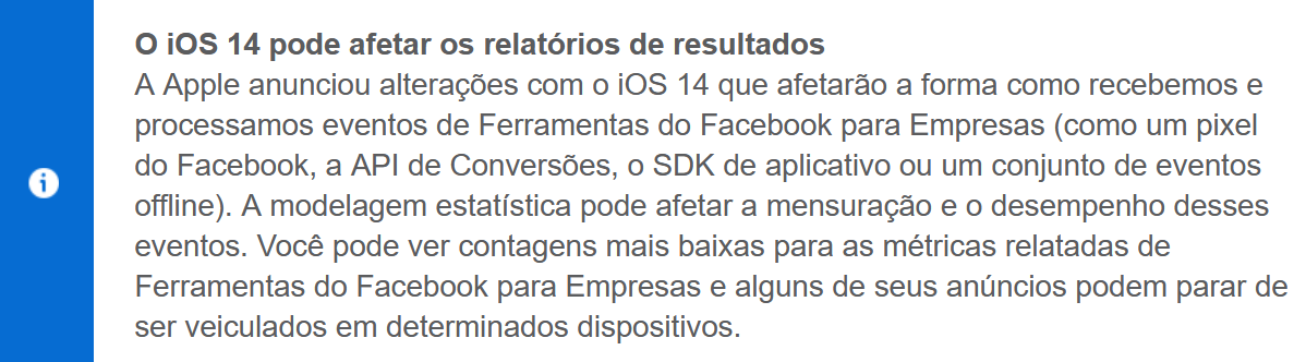Anúncio do Facebook afirma que iOS 14 pode prejudicar a obtenção de dados para publicidades