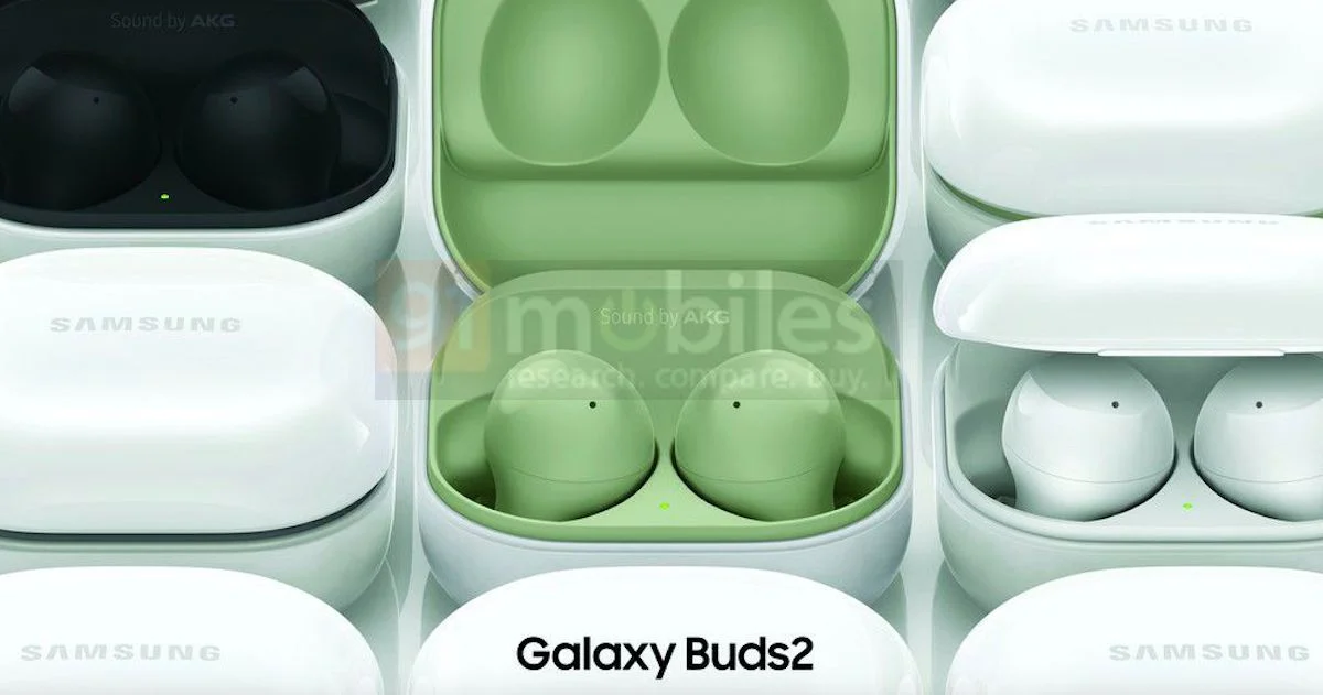 Suposto design do Galaxy Buds 2, segundo o 91 Mobiles. (Fonte: 91 Mobiles / Reprodução)