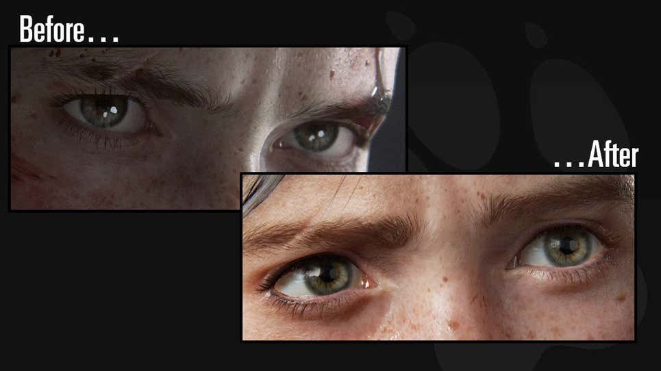 Compare os olhos da Ellie no começo e final do desenvolvimento