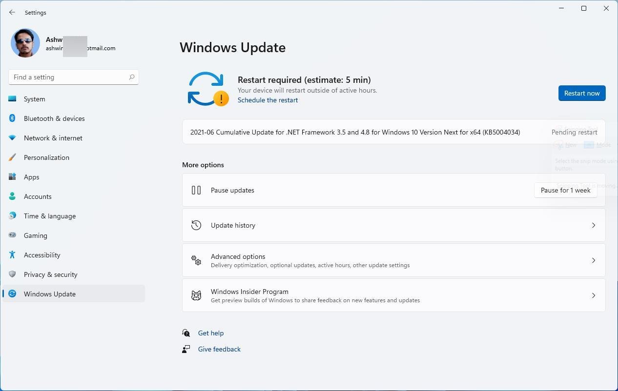 Nova interface do Windows Update, no Windows 11. (Fonte: Ghacks via Digital Trends / Reprodução)