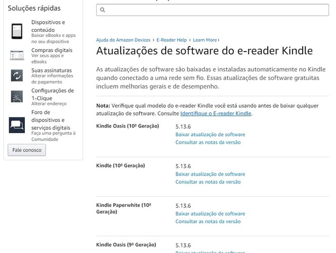 O site da Amazon mantém sempre as versões mais atuais do firmware de cada um dos dispositivos.