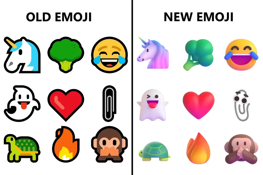 Novos emojis do Windows ganharam linhas 3D.