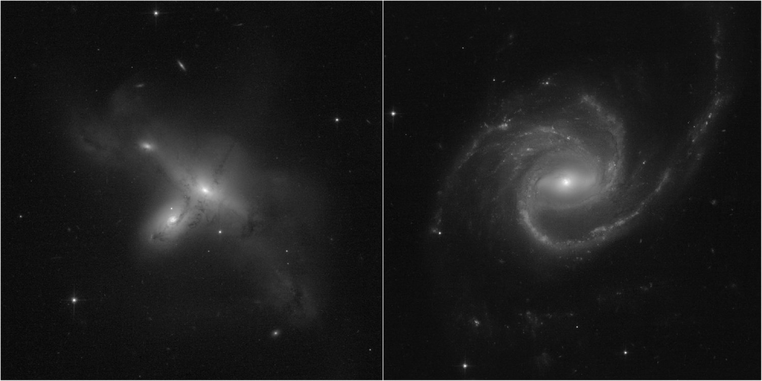 Hubble registra imagens de duas galáxias no retorno às atividades.