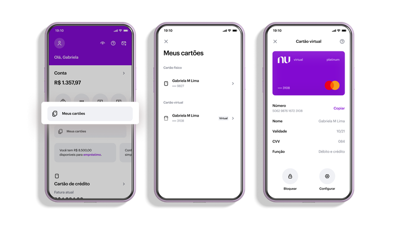 A nova aba "Meus cartões" (Fonte: Nubank / Reprodução)