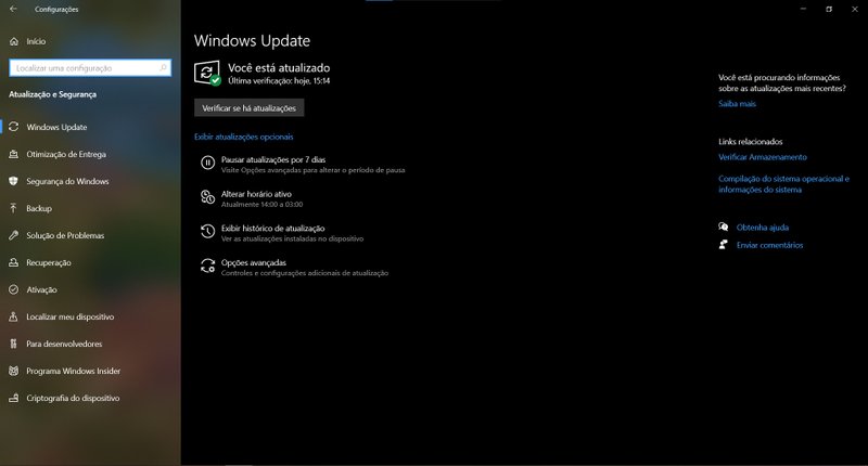 Windows Update, no Windows 10. (Fonte: Windows 10, TecMundo)