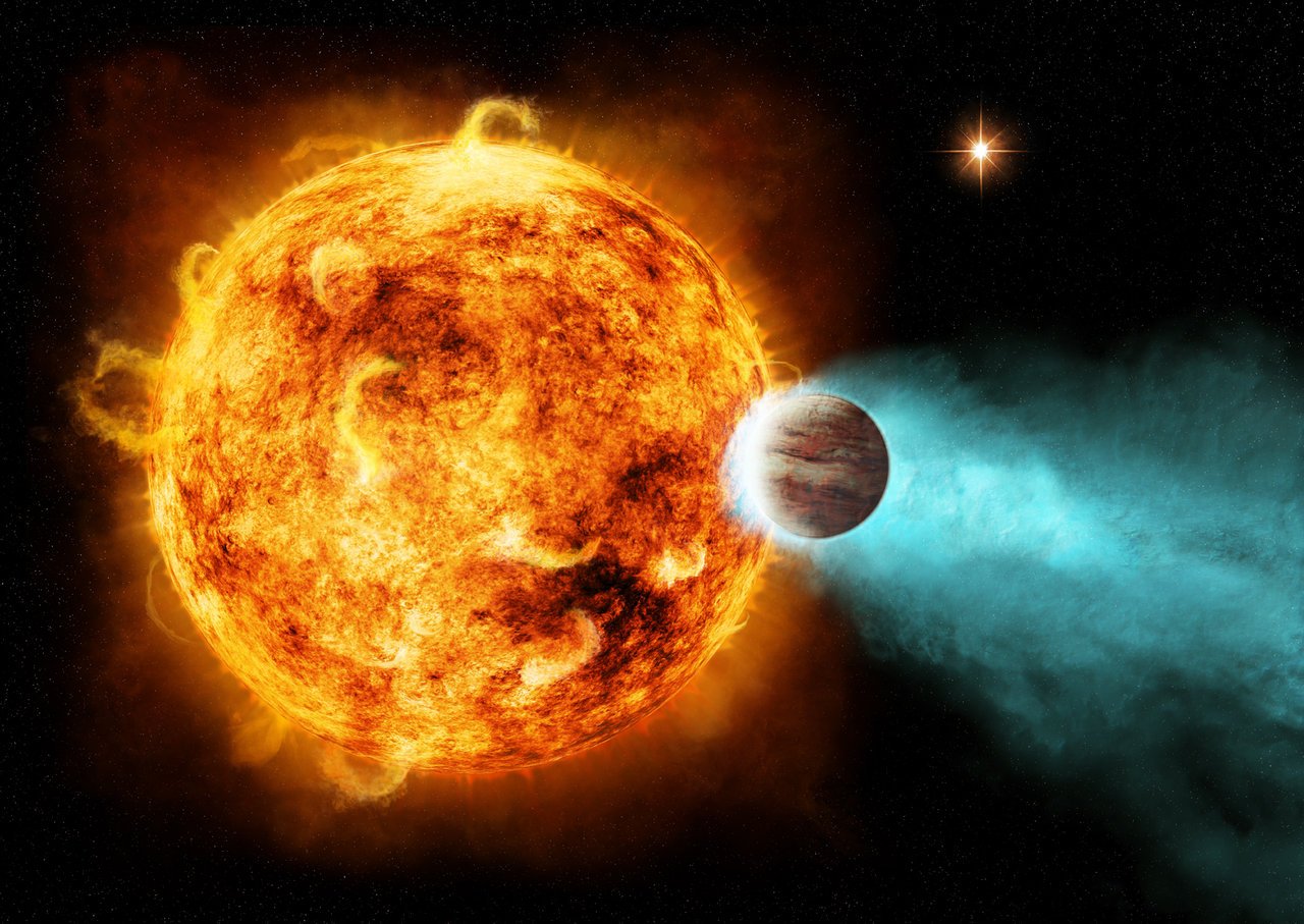 Concepção artística de um Jupiter quente próximo a sua estrela.