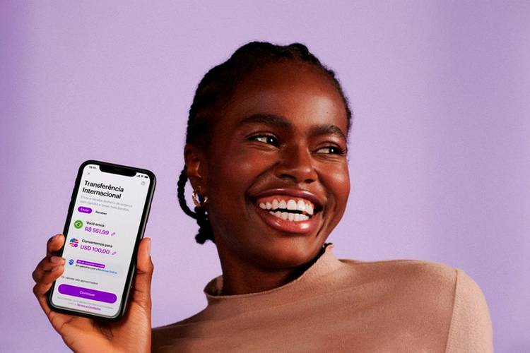 Novo serviço traz a possibilidade de receber e transferir dinheiro para o exterior diretamente do aplicativo da Nubank. (Fonte: Nubank / Reprodução)