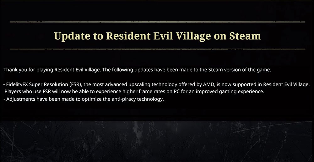 Notas do patch para Resident Evil Village