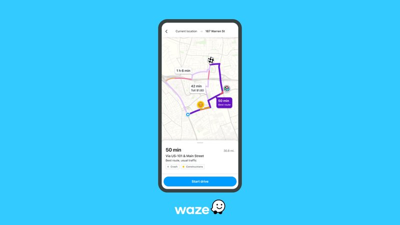 Informações completas sobre as rotas serão apresentadas na tela pré-drive. (Fonte: Waze/Reprodução)