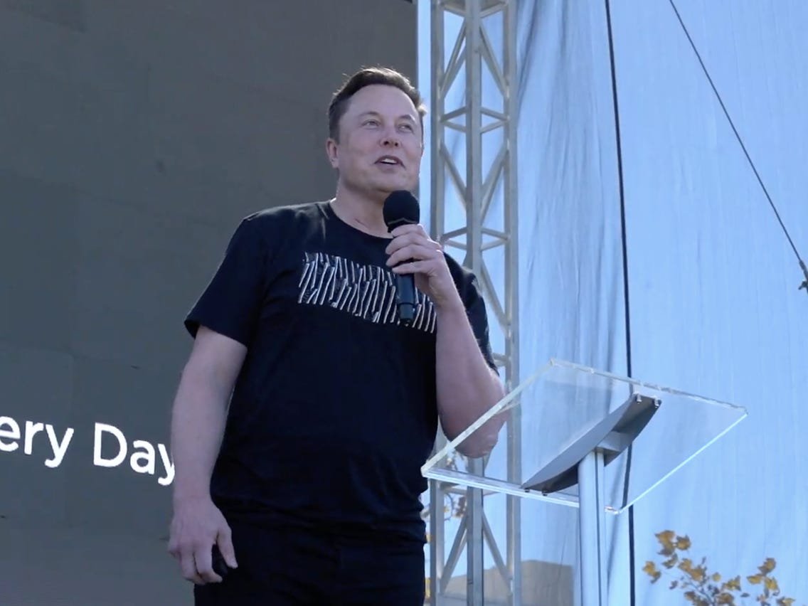 CEO Elon Musk durante o evento Tesla Battery Day em 2020.