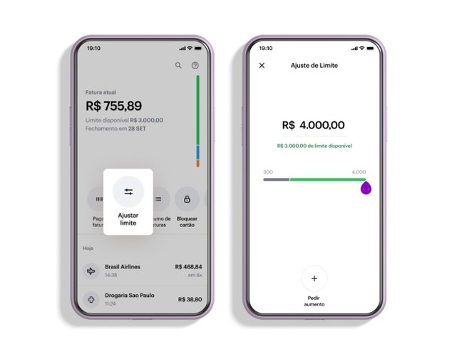 O ajuste de limite é realizado no app do Nubank.