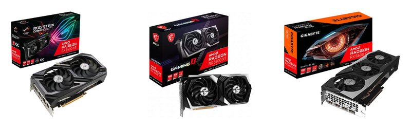 RX 6600 XT da ASUS, MSI e Gigabyte. (Fonte: VideoCardz / Reprodução)