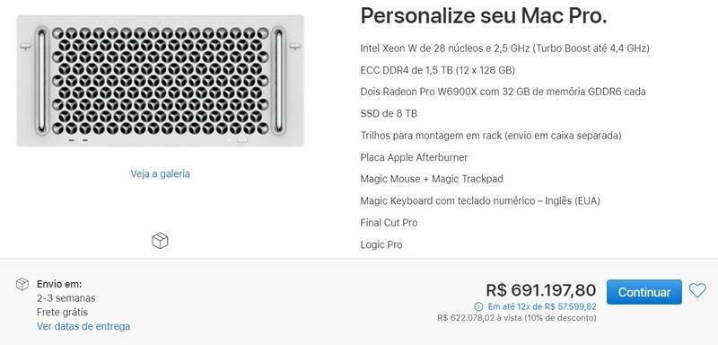 O Mac Pro com todas as configurações máximas.