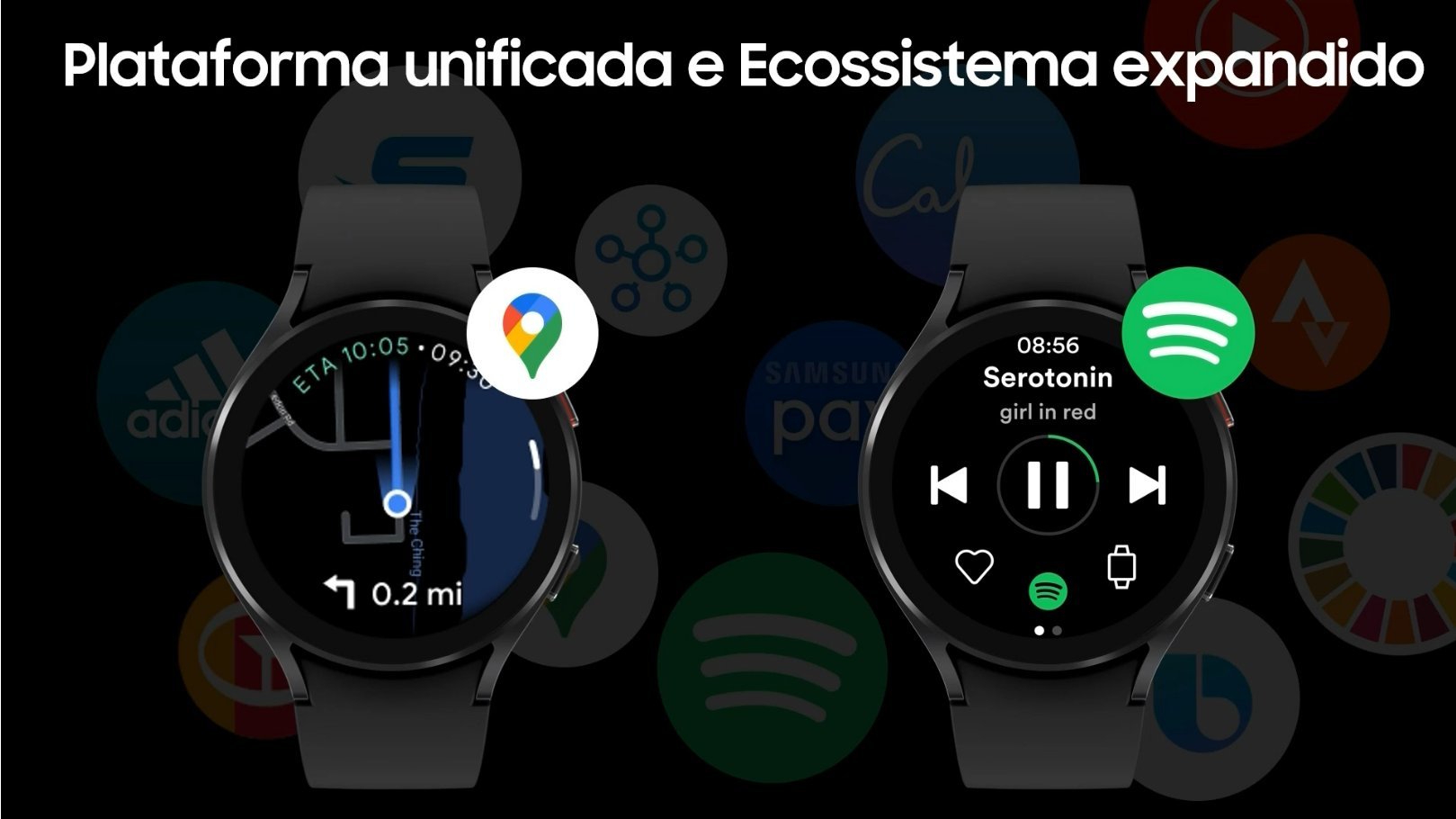Funcionalidade do Google Maps e Spotify no Galaxy Watch 4