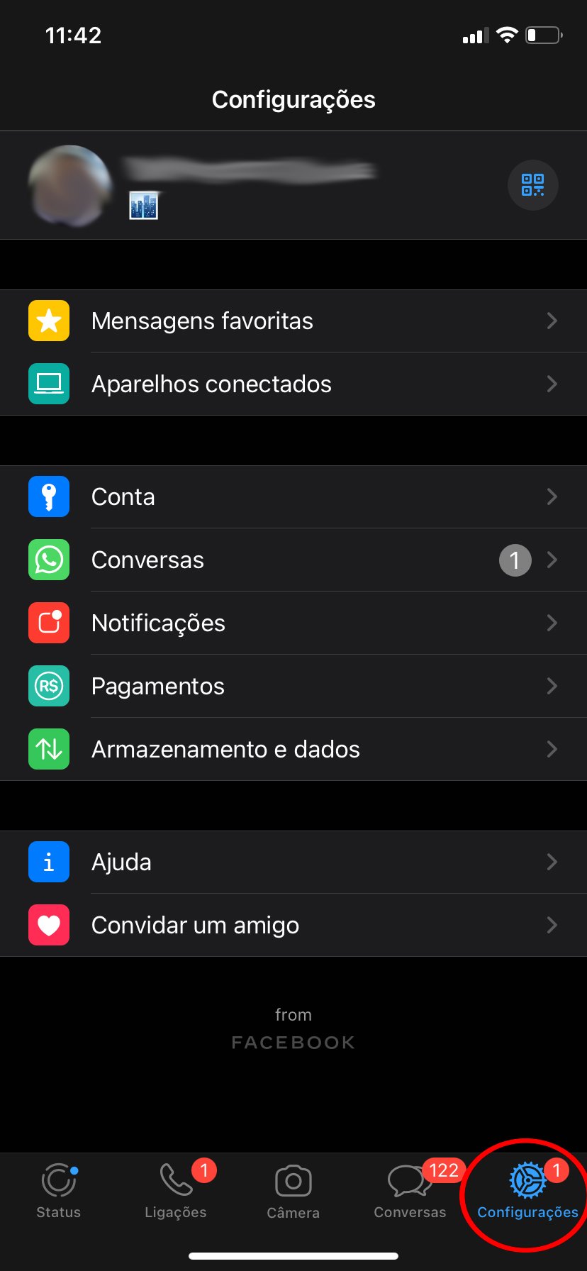 Menu 'Configurações' no sistema iOS (Fonte: TecMundo)