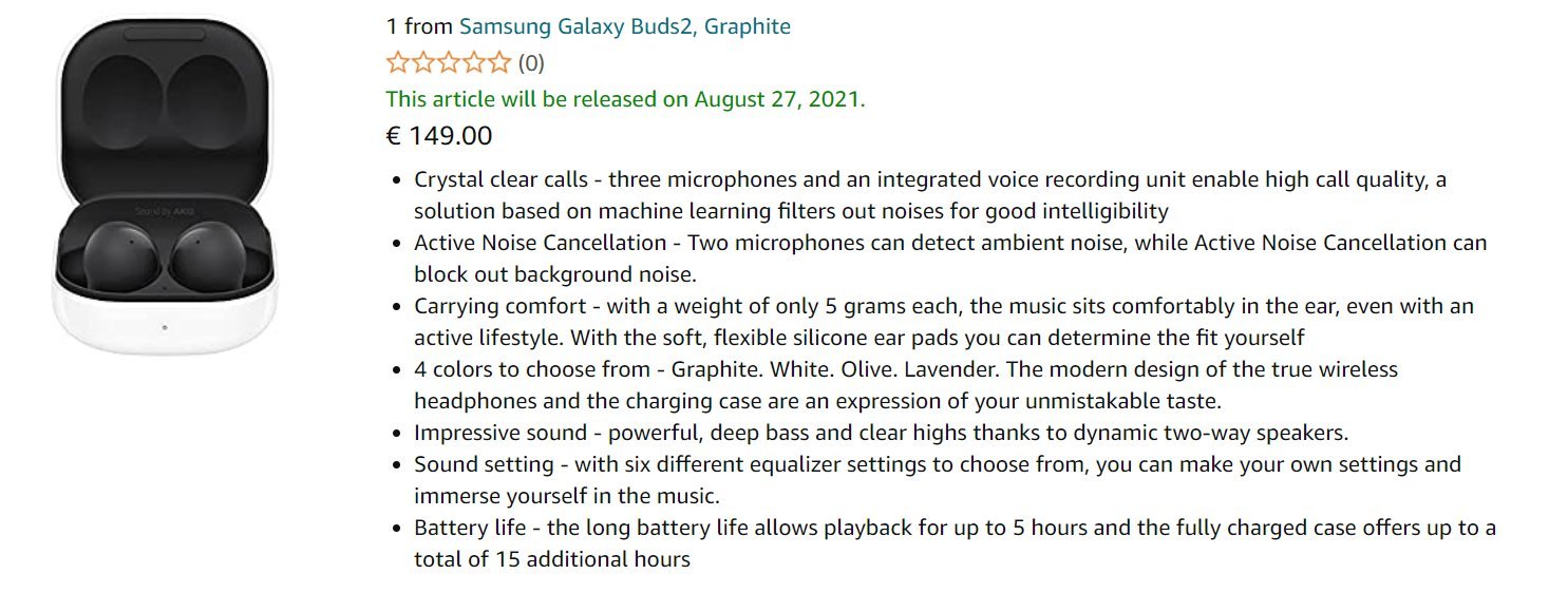 Supostas especificações e data de lançamento do Galaxy Buds 2. (Fonte: SnoopyTech via Twitter / Reprodução)